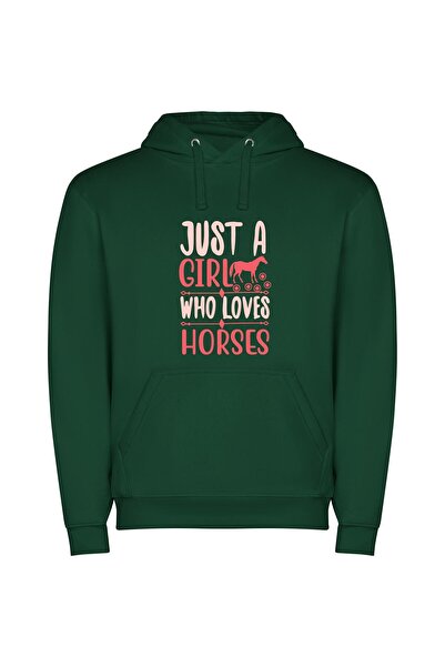 iLovePrints Equestrian Passion Φούτερ με κουκούλα σε χρώμα Πράσινο