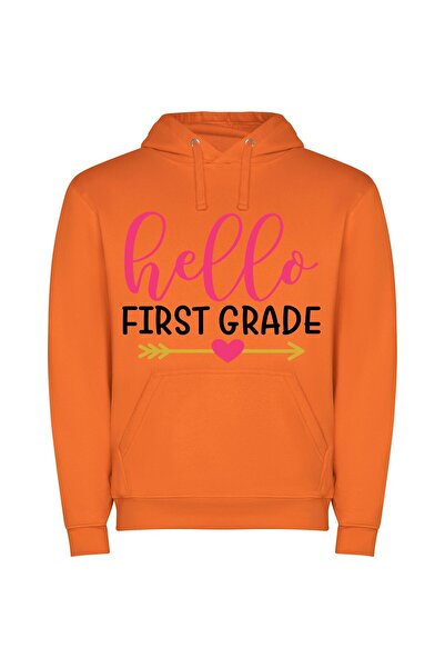 iLovePrints Vibrant Greetings: First Grade+ Φούτερ με κουκούλα σε χρώμα Πορτο...