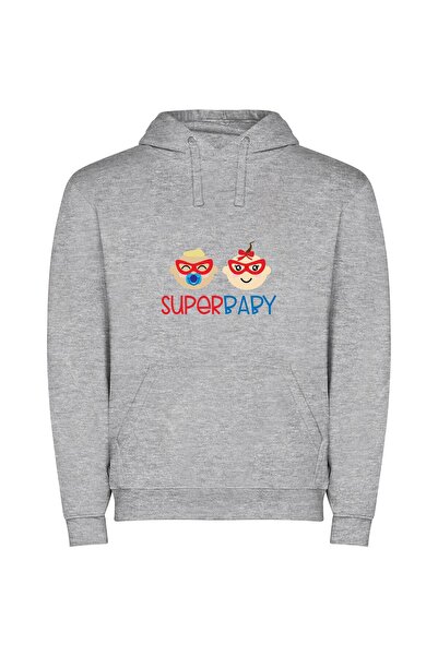 iLovePrints Superior Super Baby Cuteness Φούτερ με κουκούλα σε χρώμα Γκρι