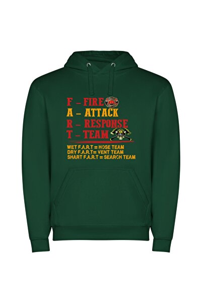 iLovePrints Flaming Response Team Shirt Φούτερ με κουκούλα σε χρώμα Πράσινο
