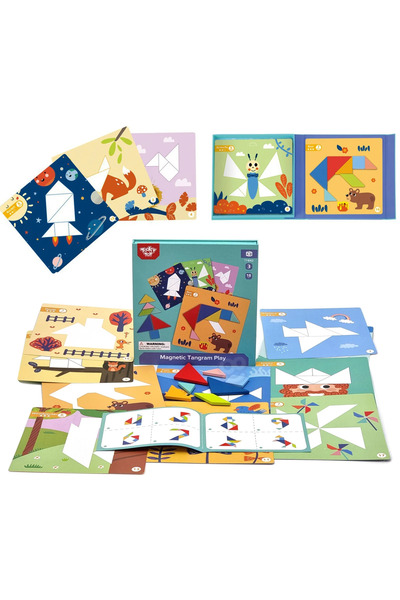 Tooky Toy Puzzle Tangram pentru Copii, pentru Învățarea Formelor și Figurilor...