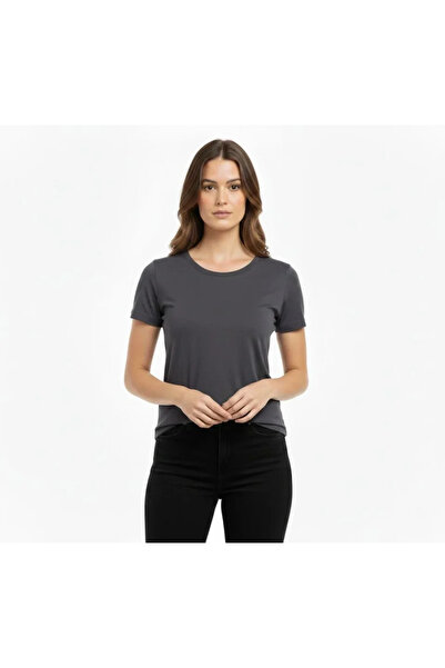 Modayakamoz T-Shirt Crew Neck Slim Fit Lycra T-Shirt Casual Basic Body - Smoked