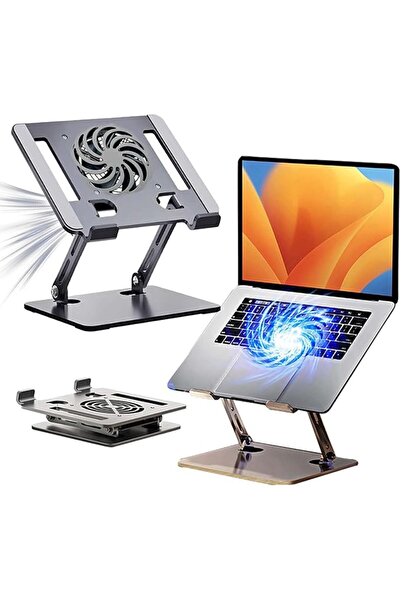 Lukione Aluminum Laptop Cooling Stand with Fan,Adjustable Height Pad for 10-1...