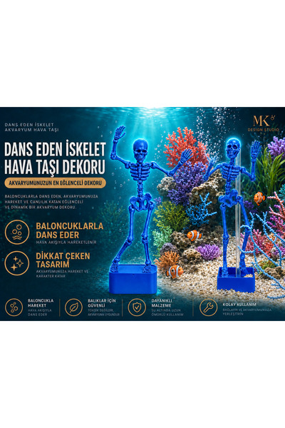 MK DESIGN STUDIO Dans Eden İskelet Akvaryum Dekoru – Baloncukla Hareket Eden ...