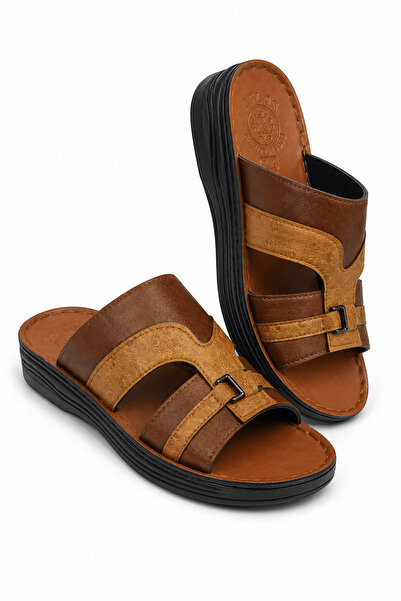 Generic Brand Men's Leather Slide Sandals, Comfortable Open Toe Slippers with...