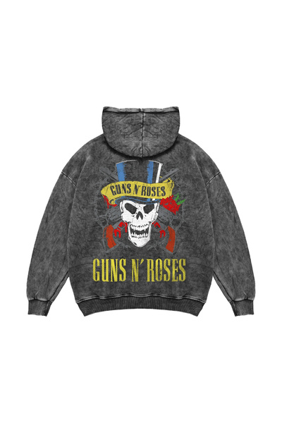 Sekizbiraltı Guns N' Roses majica sa kapuljačom, crna, veće veličine, periva