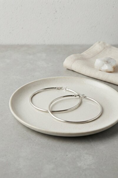 Clariss 316L Steel Silver Color 66 mm Hoop Earrings