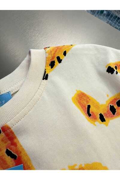 La ciel Paris Boy's Top and Bottom Set Oversized Lion Patterned T-Shirt and Shorts Set