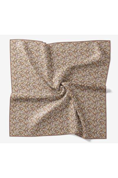 Silk Home Soft Eşarp Gri Kızıl Kahve Geometrik Desen
