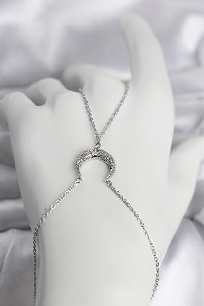 Epilons Brass Silver Color Crescent Model Zircon Stone Women's Shahmeran