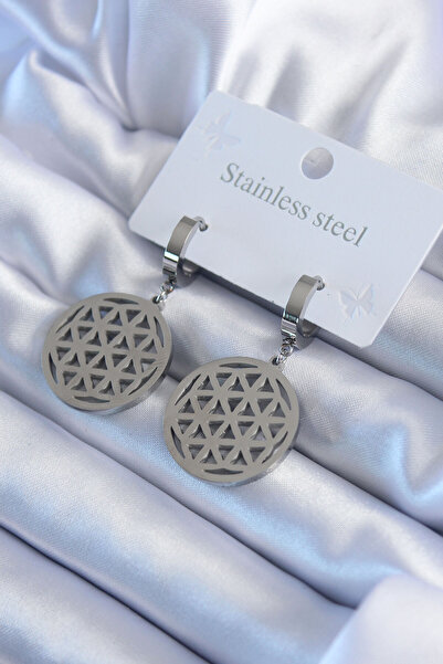 DMR Elegance 316L Steel Silver Color Lotus Model Women's Earrings