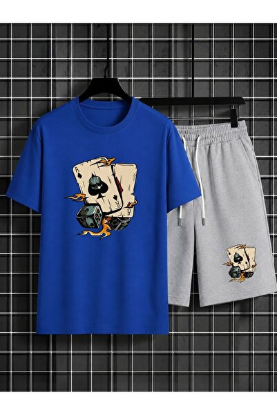 CLOTHES33 تي شيرت وشورت من قطعتين، تصميم صيفي رقيق يمتص العرق، مطبوع عليه زار...