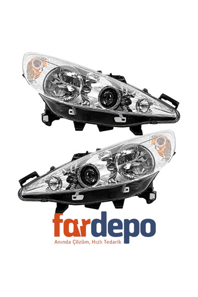Depo PEUGEOT 207 FAR MERCEKLİ SAĞ-SOL TAKIM SIFIR TAİWAN MARKA 620696 620896