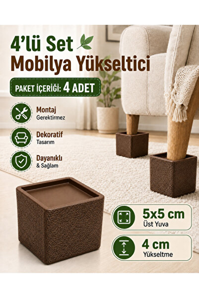 PRİNTELLA Dekoratif Mobilya Ayak Yükseltici 4’lü Set – Koltuk, Yatak, Baza ve...