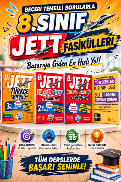 Ünlüler Karması Yayınları 8.Sınıf Jett Türkçe - Paragraf- Dil Bilgisi Fasikül...