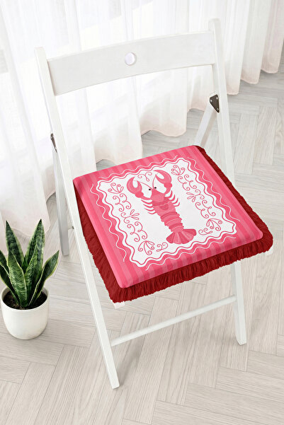 Realhomes Cute Lobster Figured Fringed Zippered Chair Cushion - Striped and M...
