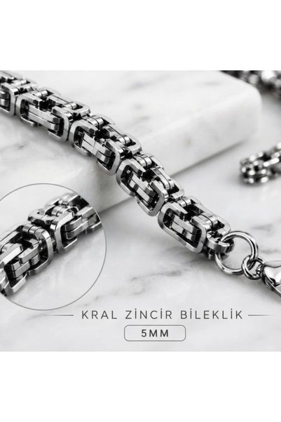 TAKVANOV 316L Steel King Chain Men's Bracelet - Non-Tarnishing, Silver Color, Men's Gift