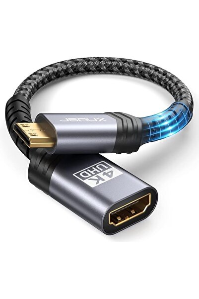 jsaux محول HDMI صغير ذكر إلى HDMI أنثى (كابل)، يدعم 4K@60Hz وHDR و3D |   مع ت...