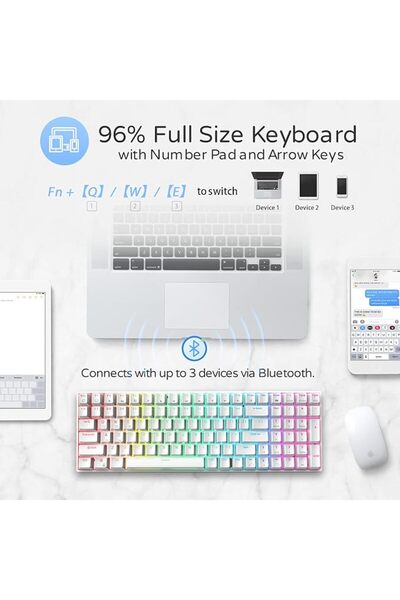 RK ROYAL KLUDGE RK100 2.4G Wireless/Bluetooth/Wired RGB Mechanical Keyboard, ...