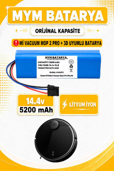 MYM BATARYA Xiaomi Mi Vacuum Mop 2 Pro Plus 3d Uyumlu Akıllı Robot Süpürge Ba...