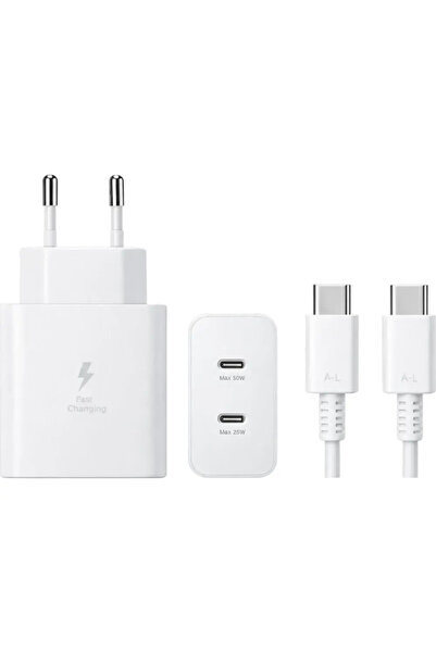 OEM Φορτιστής με 2 θύρες USB-C και καλώδιο USB-C σε USB-C, 50W Power Delivery...