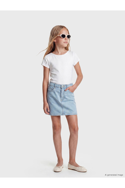 LC Waikiki Lcw Kids Blue Girl Jean Shorts Skirt