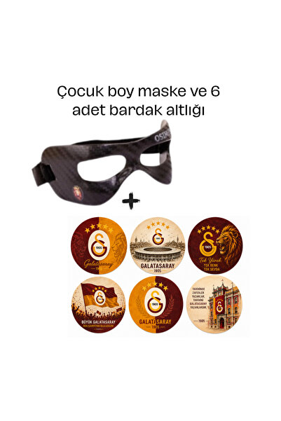csg Osimhen Mask Elastic Carbon Pattern Children's Mask with 6 Coasters