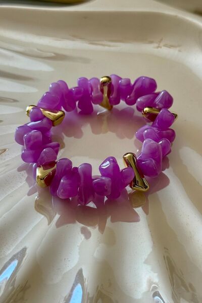 Trendy Butik Lilac Beaded Flexible Bracelet