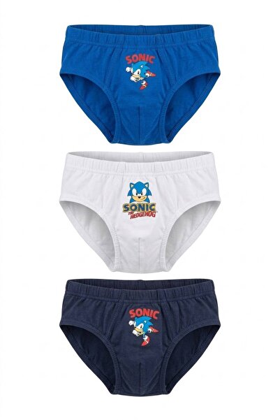 SEGA Lisanslı Sonic Erkek Çocuk Slip Külot 3'lü Paket Pamuklu Slip Çocuk İç Ç...