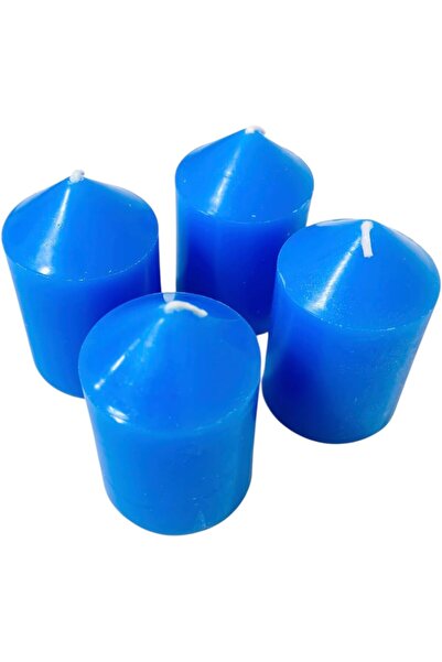 Generic Pillar Candles Blue Color Set Of 4Pcs Unscented Candles 7.5cm Long x ...
