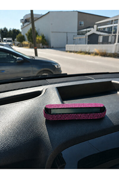 EFEAKS Crystal Stone Fuchsia Stone Covered Number Plate Car Number Plate Silv...