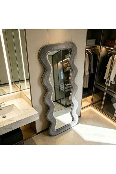 Generic Maple Home Wavy Full Length Mirror Light Gray Velvet 70x170cm Fluffy ...