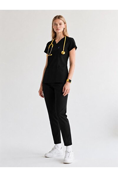 BLACK LUX SCRUBS LİKRA TAKIM DOKTOR HEMŞİRE FORMASI