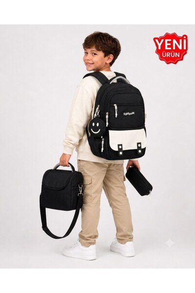 çantamgelsin 4-Piece Satin Fabric Waterproof Primary School Bag Set with Lunc...