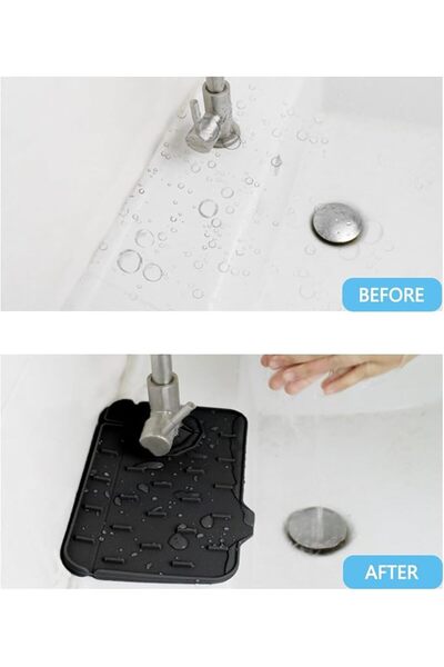 GENERAL 2 Pieces Draining Mat, Mini Splash Guard Silicone Faucet Handle Drip ...