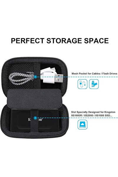 Lacdo Hard Carrying Case for Kingston XS1000R / XS2000 / XS1000 SSD 500GB/1TB...