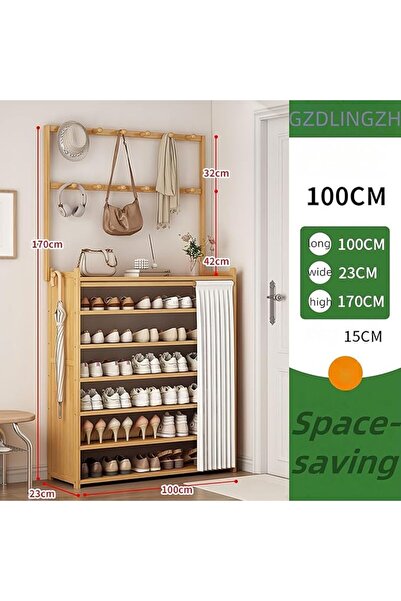 GENERAL Wooden Shoe Rack with Dust Cover, Multi-Layer Bamboo Shoe Storage Org...