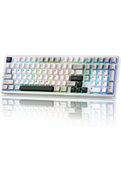 YUNZII AL98 1800 Aluminum Wireless Mechanical Keyboard (White, Milk V2) | QMK...