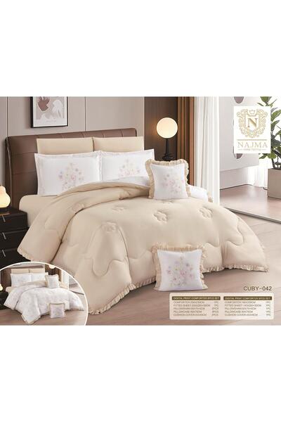 NAJMA Summer Quilt Microfiber Double-Sided Plain and Embossed - 5Pcs Floral P...