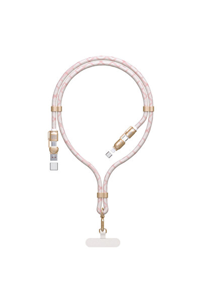 DUDAO Cablu 4-în-1 cu șnur USB-A USB-C la Lightning PD QC 65W 1.5M pentru tel...