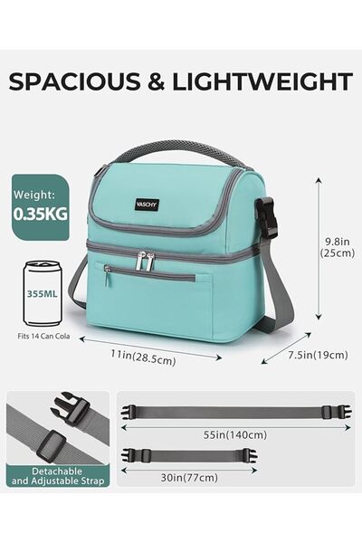 VASCHY Lunch Bag, Insulated Lunch Box Leak-proof Cooler Bag in Dual Compartme...