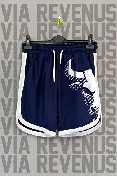 Vordevia Pantaloni scurți de antrenament sport retro unisex cu imprimeu Bull