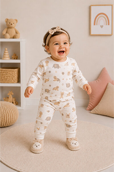 mini kanka 1 Piece 100% Cotton Baby Girl Pajama Set for 0-3 Years Old, 100% C...