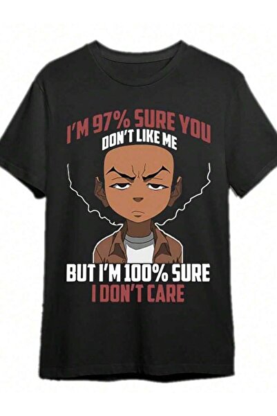 LİNA06 Boondocks Men's Funny Graphic T-Shirt - Short Sleeve, Black, Collection