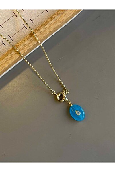 Generic Brand Dorika chain necklace with stone - 60 cm - blue