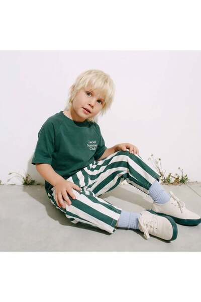 connemara Unisex zeleno-beli prugasti balon pantalone – udobne dječje pantalo...