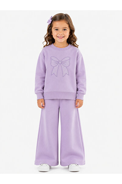 MİNOLES KIDS 2 Ip Seasonal and Winter Cotton Embroidered and Stone Printed Gi...