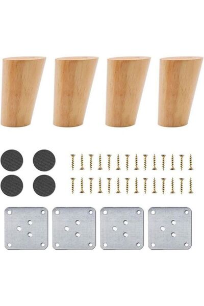 STARSTAR A set of 4 wooden furniture legs, 8cm tapered beveled furniture legs...
