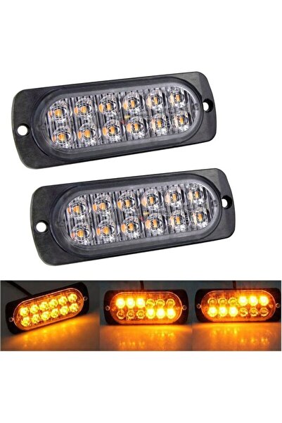 STARSTAR Two 12-LED orange strobe brake lights, 12V-24V LED light strip, 3000...