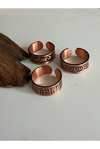 Rupen Kraft Adjustable 3-Piece Handmade Pure Copper Ring Combination Non-Allo...